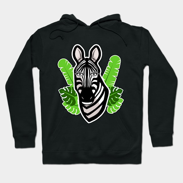 🦓 Zebra Portrait! Kawaii Beautiful African Animal, Zebra Hoodie by Pixoplanet